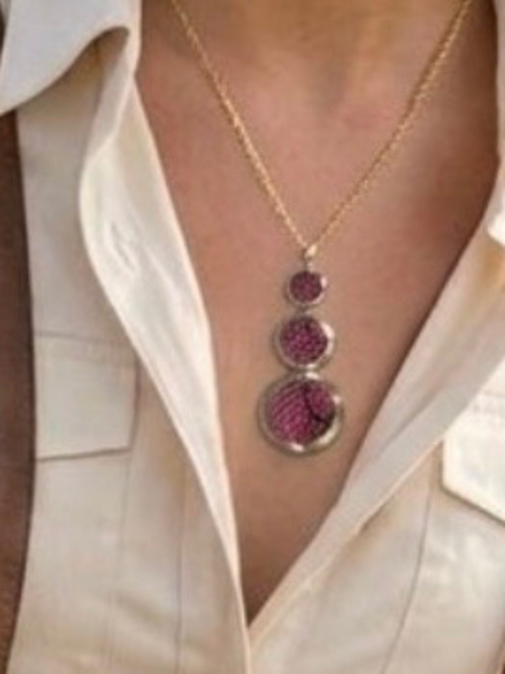 Park Lane Jada Reversible Pendant Necklace Pink Python Snake Print Hammered Gold